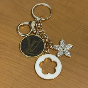 Upcycled Louis Vuitton Keychain with Floral Charms